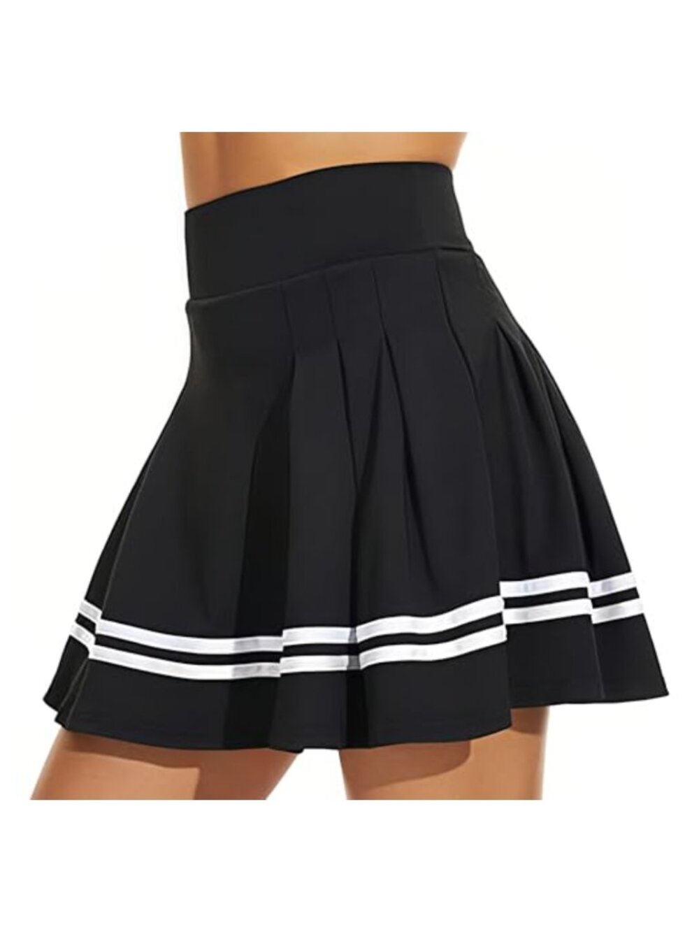 ThreeH Women High Waist Pleated Tennis Skirt Built-in Shorts